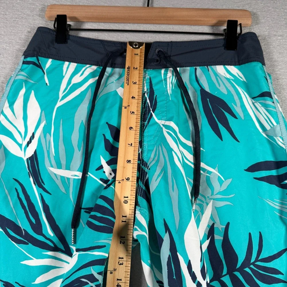 Volcom Mod-Tech Mens Board Shorts 28 Teal Navy Tropical Palm Leaf‎ Swim Trunks
